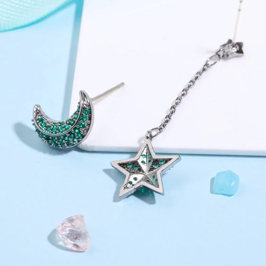 LEWIS SEGAL-pendientes de acero inoxidable para mujer y niña, aretes con forma de Luna y Estrella, joyería de moda