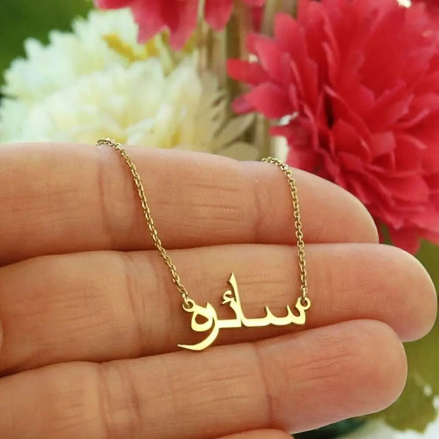 316L Personalized Name Necklace For Women  Arabic Nameplate Gold Pendant Stainless Steel Jewelry Collier Femme AYATUL KURSI