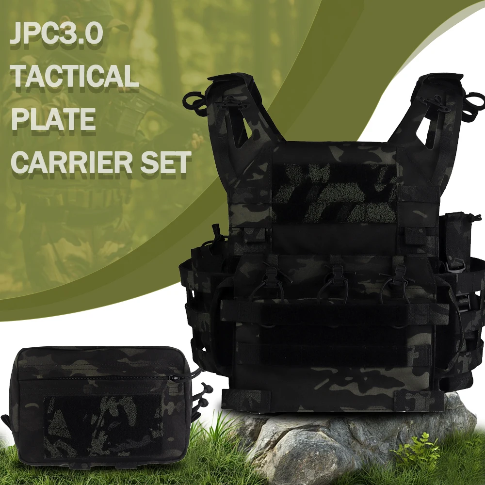 مجموعة حامل اللوحة التكتيكية JPC3.0 من سلسلة R مع نظام مولي مجهزة الاعتداء وحقيبة راديو ثلاثية المجلات ومعدات الغابة