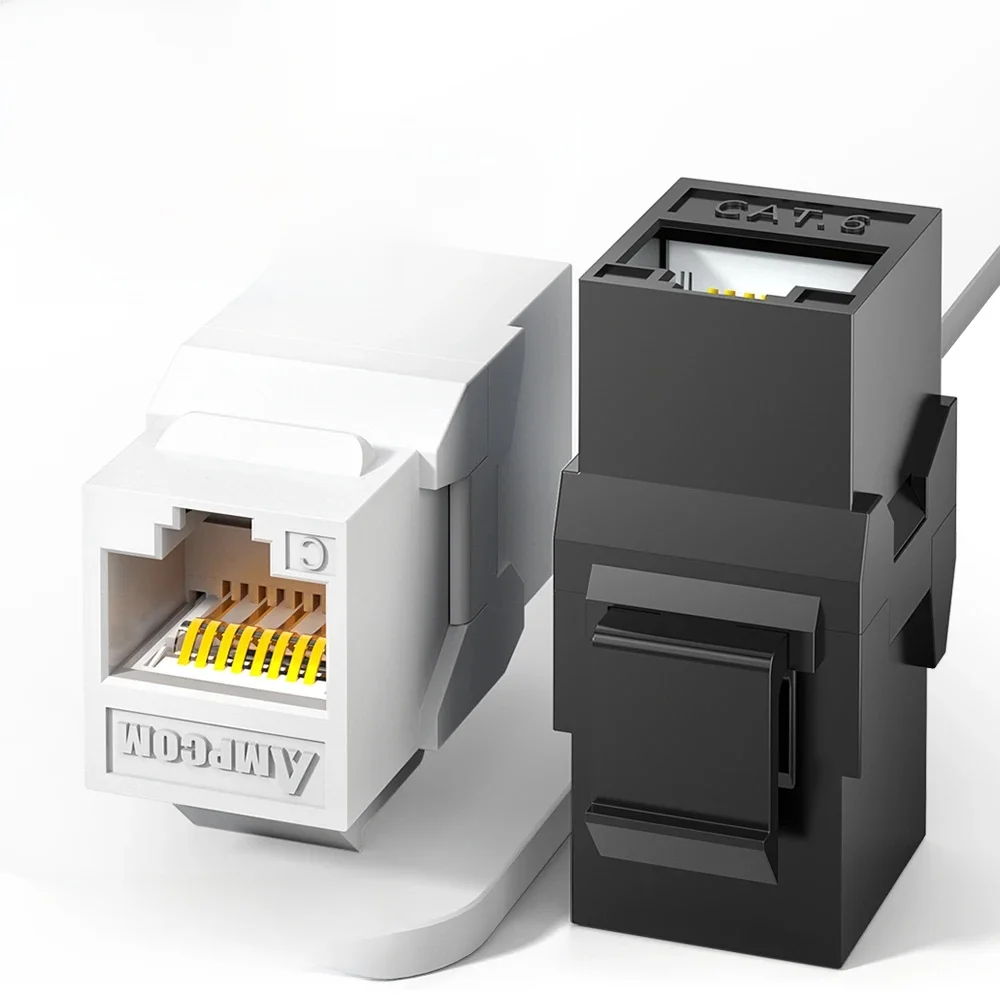 Złącze Keystone CAT6A RJ45, Przejściówka Keystone AMPCOM RJ45 Cat6 CAT5E Prosta Przelotowa Moduł Keystone Przedłużacz Adapter — zdjęcie 2