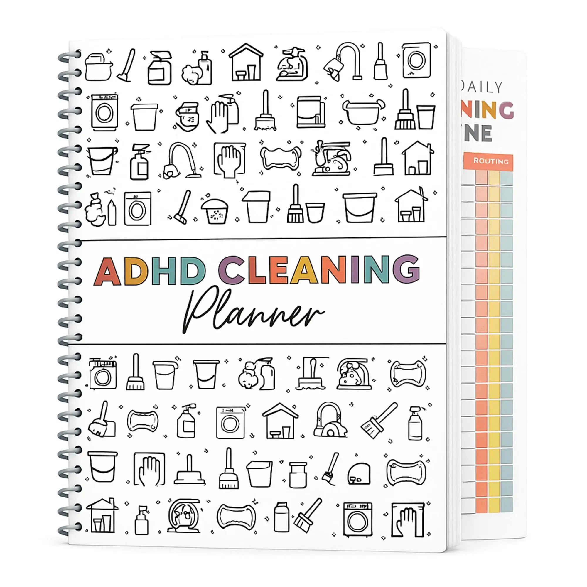 ADHD Cleaning Planner for Adults – Undated Daily, Weekly & Monthly Cleaning Schedule & Checklist – Household Chores Organizer