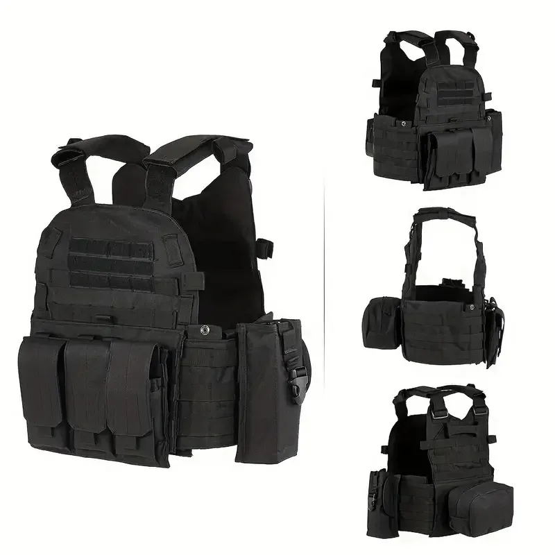 Chaleco táctico militar 6094 Molle con placa y accesorios Airsoft
