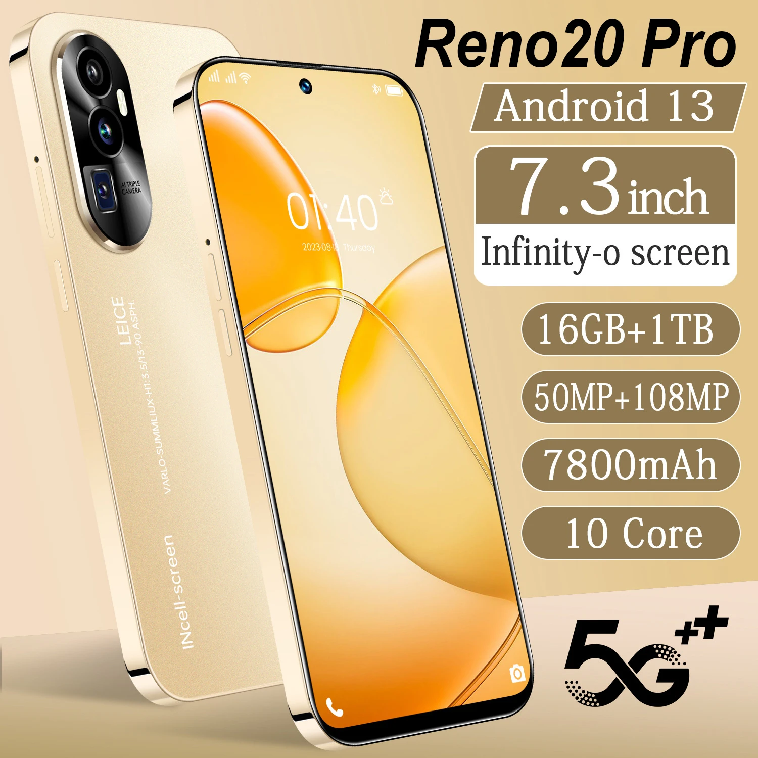 2025 NEW Band Reno 20 Pro 5G SmartPhone Octa Core Snapdragon 16+1TB 7.3\