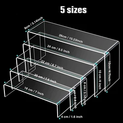 Retangular Acrílico Display Riser, Prateleira clara, Display Risers para Decoração, Bolo, Funko Pop, Sapato de varejo, Showcase Prateleiras