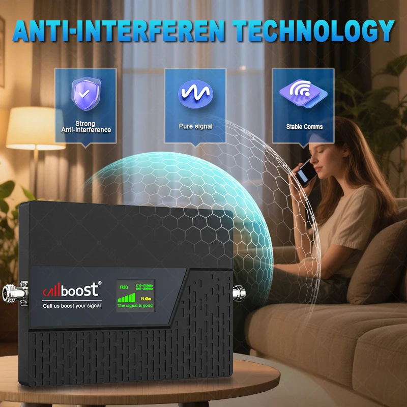 CALLBOOST 5-Band Repeater Increases Cellphone signal 4G 1800 2100 900 2600 800 700MHz GSM LTE Signal Amplifier Enhanced Network