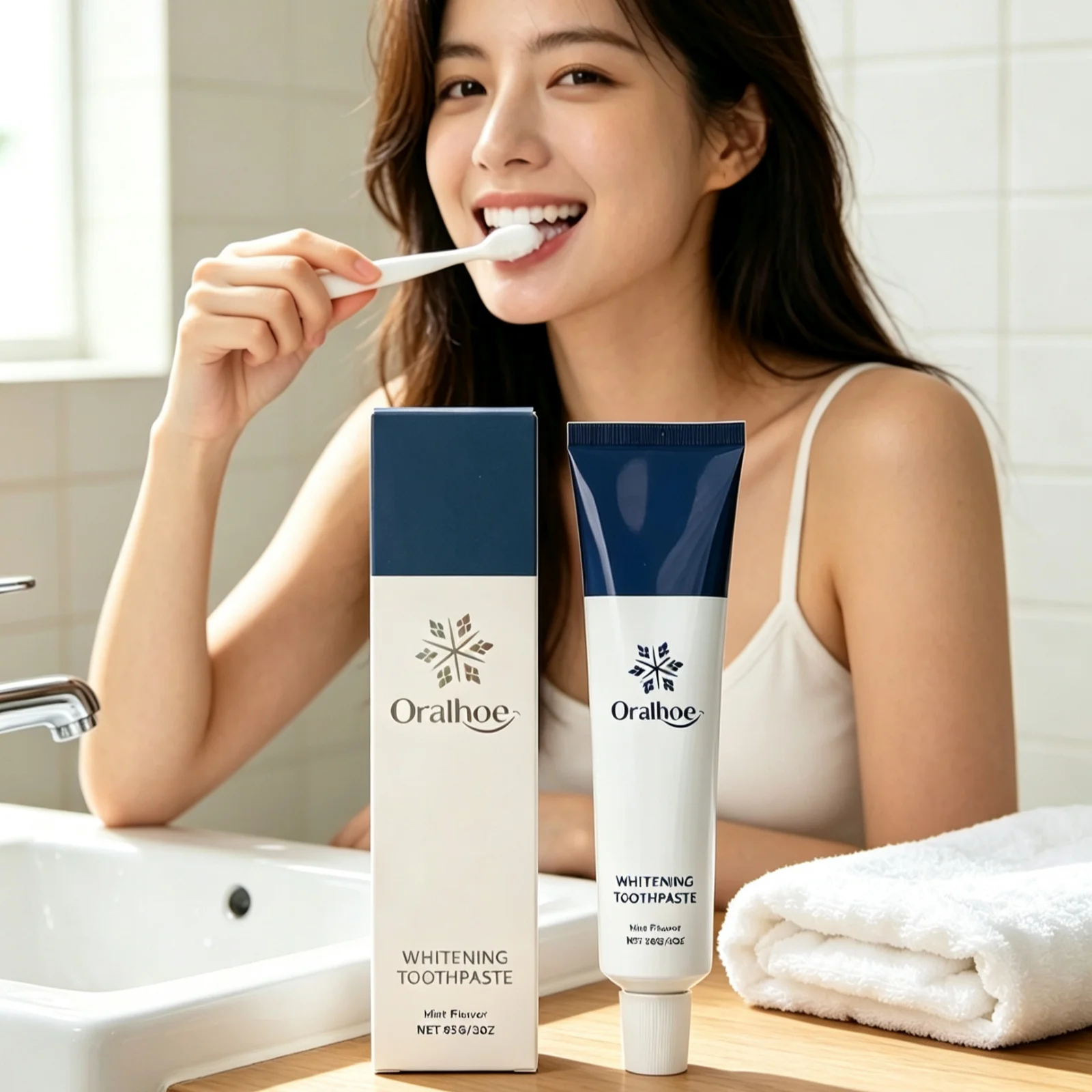 Oralhoe Whitening Toothpaste Protect Enamel Remove Stains Long Lasting Fresh Breath Non Irritating Sensitive Gum Toothpaste 85g