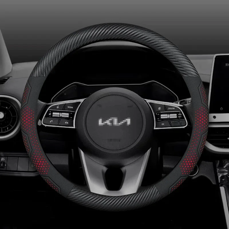 Dla Kia K5 Sportage Picanto Xceed Rio Cerato Soul Carens Seltos Zamszowy pokrowiec na kierownicę z włókna węglowego Akcesoria samochodowe — 2