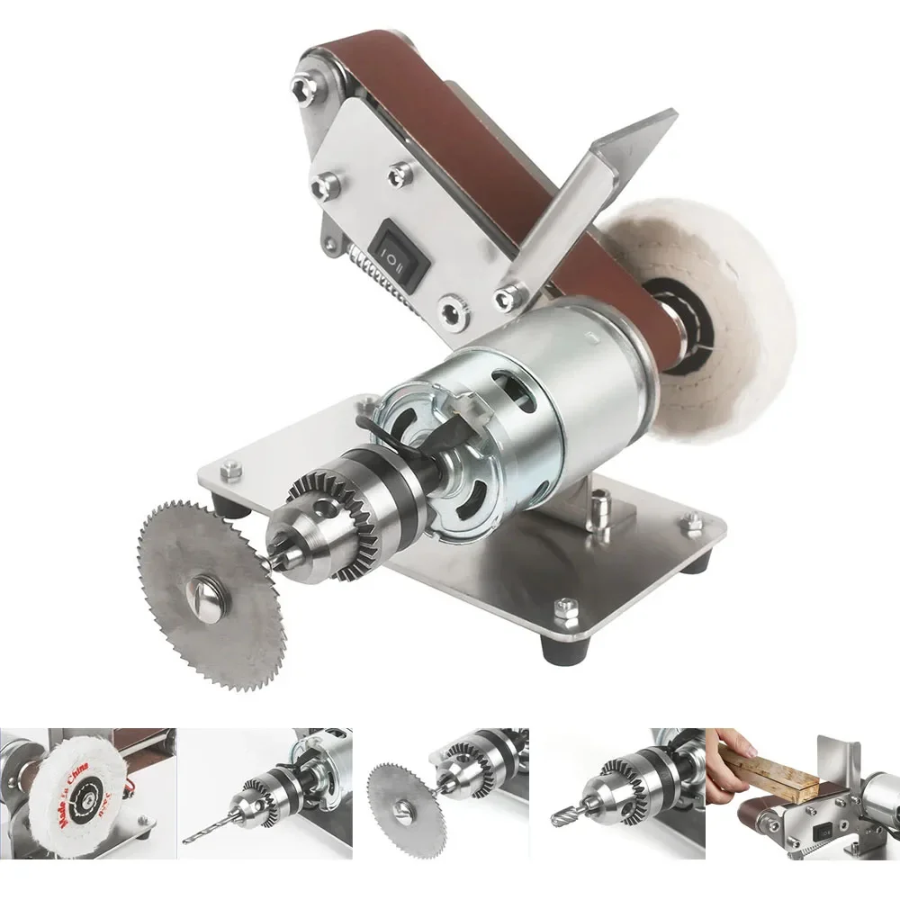 Mini Electric Belt Machine DIY Sander Polisher Grinding Machine Portable Belt Sander Grinder Adjustable Angle 7 Speed Regulation