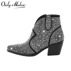 Onlymaker stivaletti con strass da donna con punta a punta Glitter Bling Shiny Super Pretty Sparkly splendidi stivali da Cowgirl