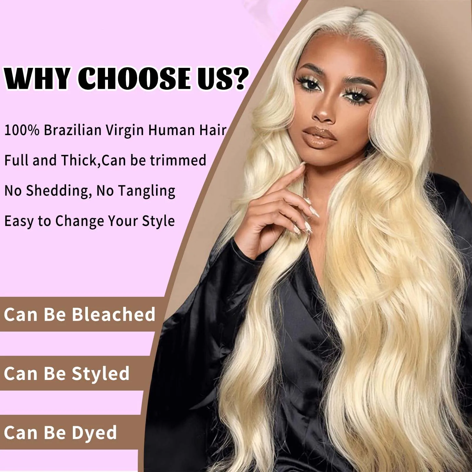 613束ブロンド人毛1、3束ブラジル産バージン原毛ウィーブ束ブロンドボディウェーブ人毛エクステ