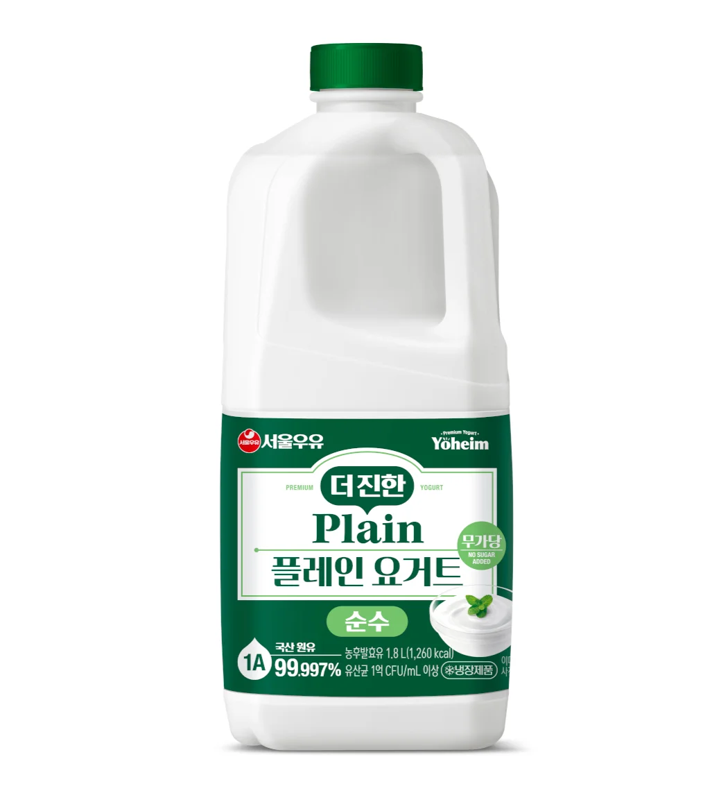 Seouluyu el yogur liso oscuro puro 1,8 l x 4 piezas