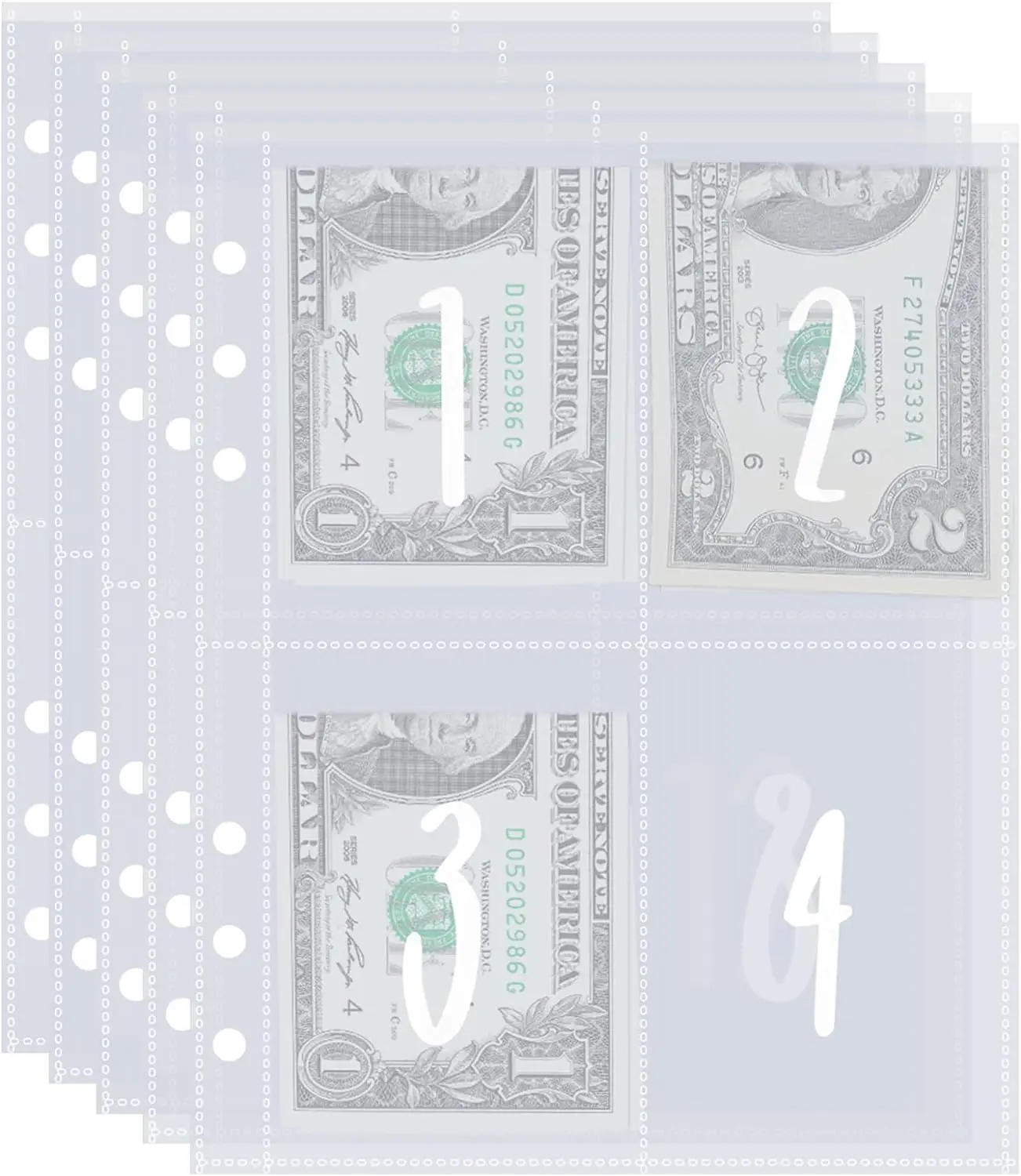 

25 Sheets 100 Envelopes Money Saving Challenge A5 Binder 6 Ring Binder Inserts for Replacement,Savings Book Cash Envelopes