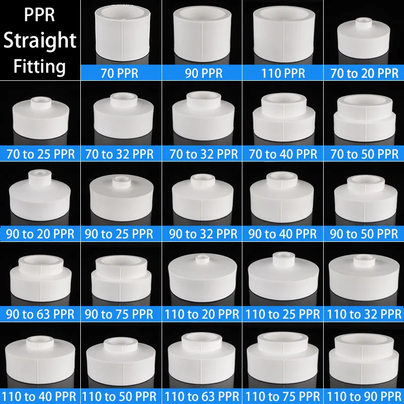 

PPR Straight Reducing 20/25/32/40/50/63/75/90/110mm Equal Water Pipe Fitting Hot Melt Joint Adapter Accessories Home Renovation