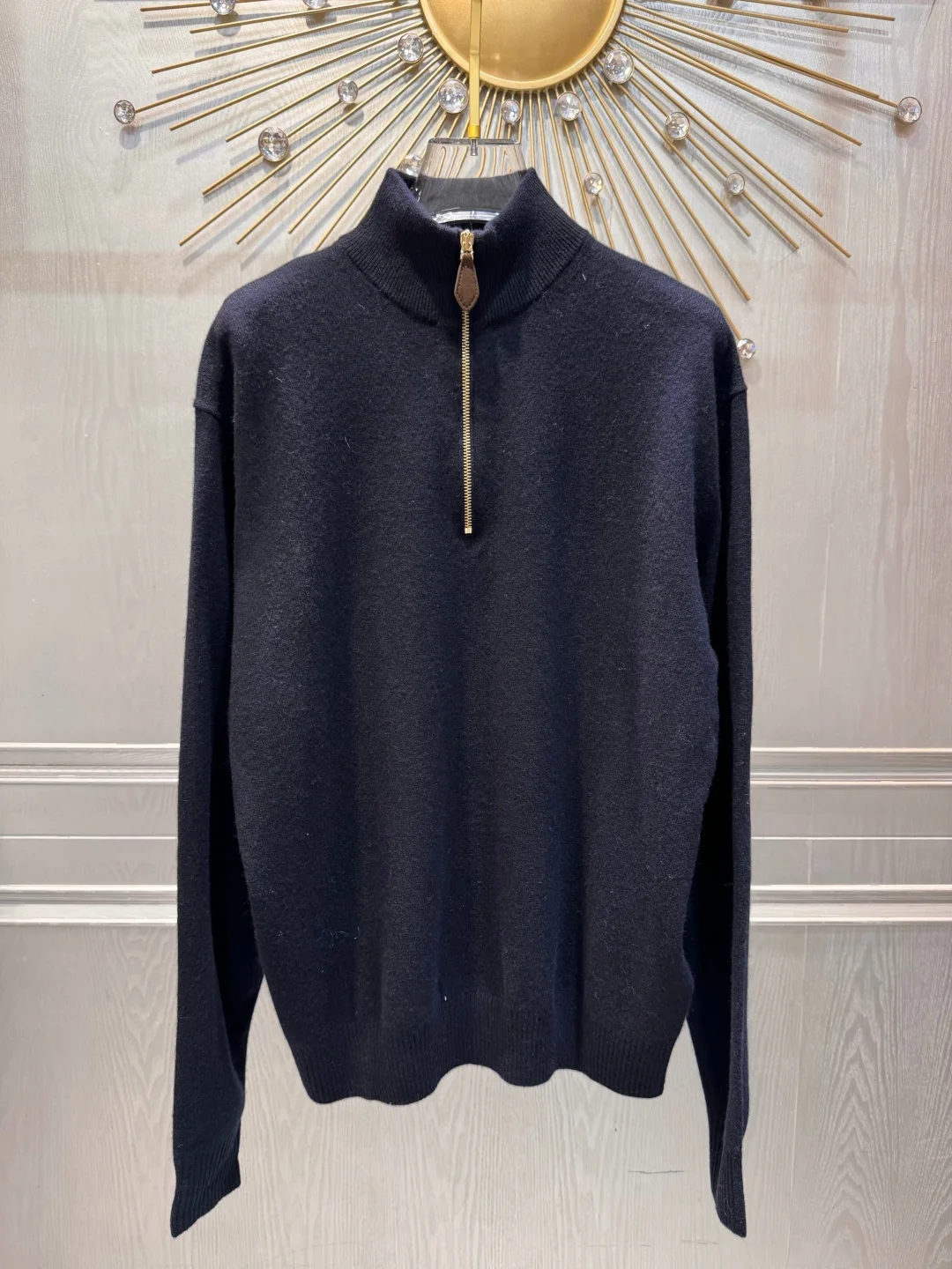 

Women Blue Sweater Half Zip Long Sleeve Knitted Pullover Casual Winter Top