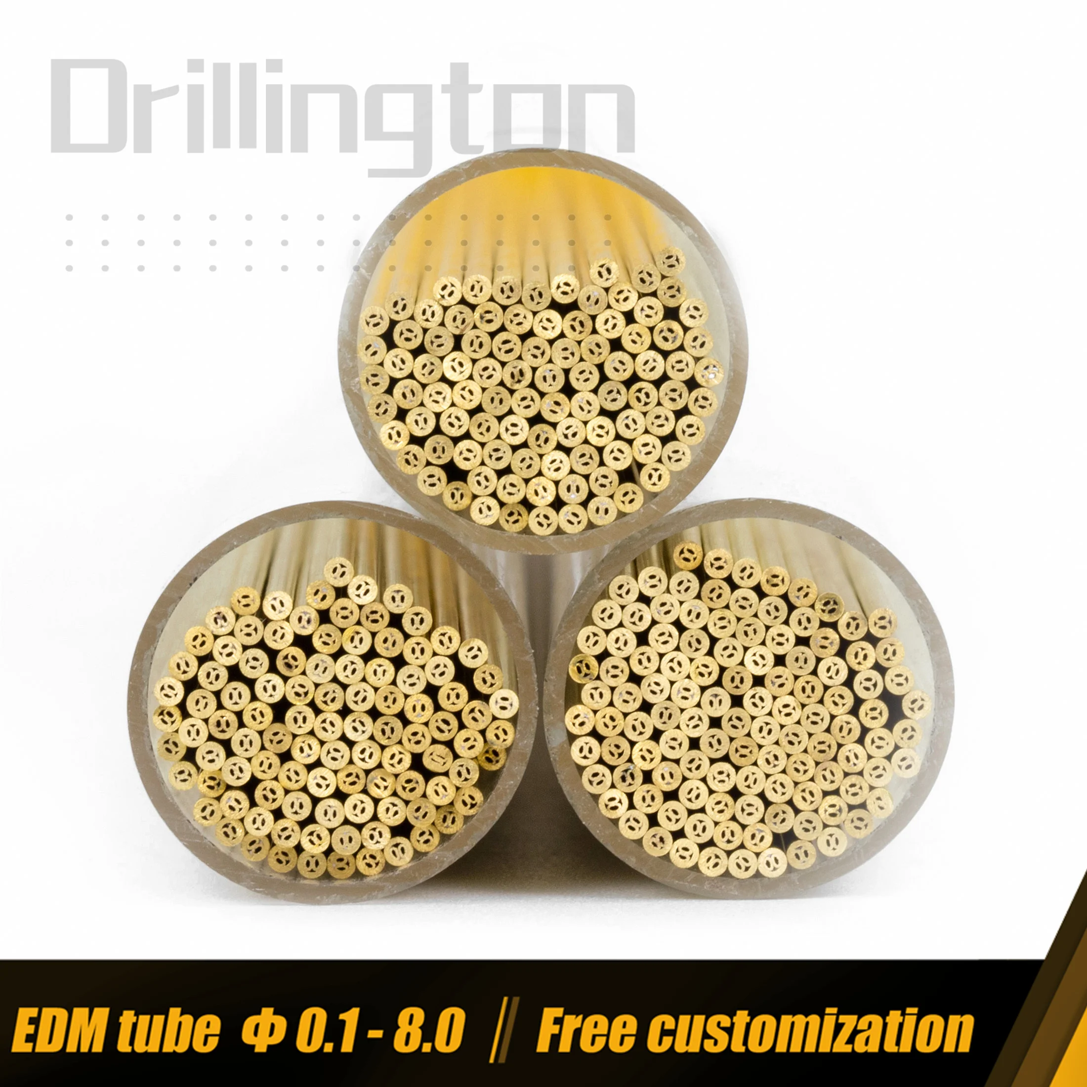 Drillington EDM Tube Multi Channel Brass Copper Tube , 0.5mm - 1.5mm 400mm 500mm Electrode Tubes 20 pcs for EDM Machine