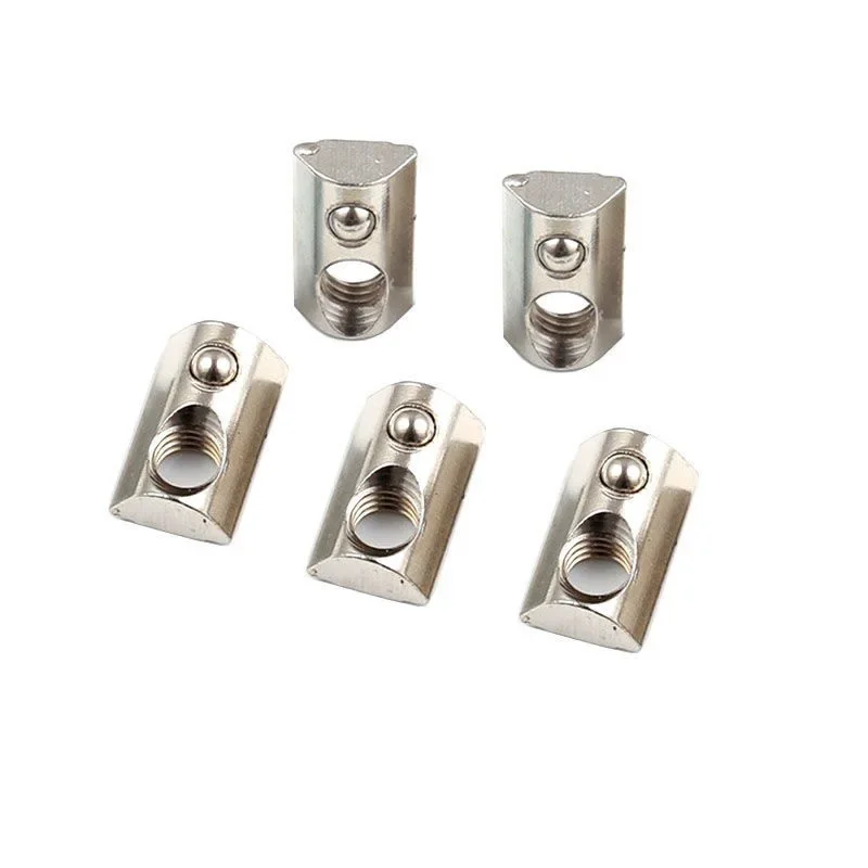 M3 M4 M5 M6 M8 Nakrętka w kształcie litery T ze sprężyną rolkową z kulką do wytłaczania aluminium z profilami serii 20/30/40/45 Nakrętki aluminiowe — zdjęcie 2