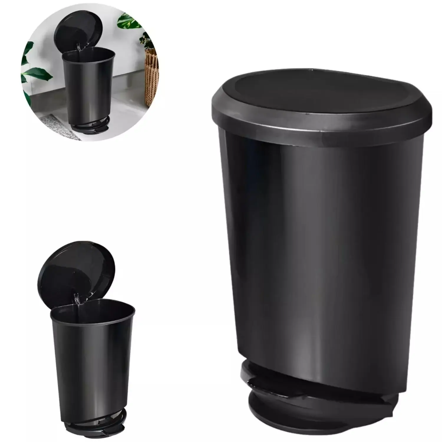 Multipurpose Trash For Bathroom Kitchen 10 Liters Black With Pedal