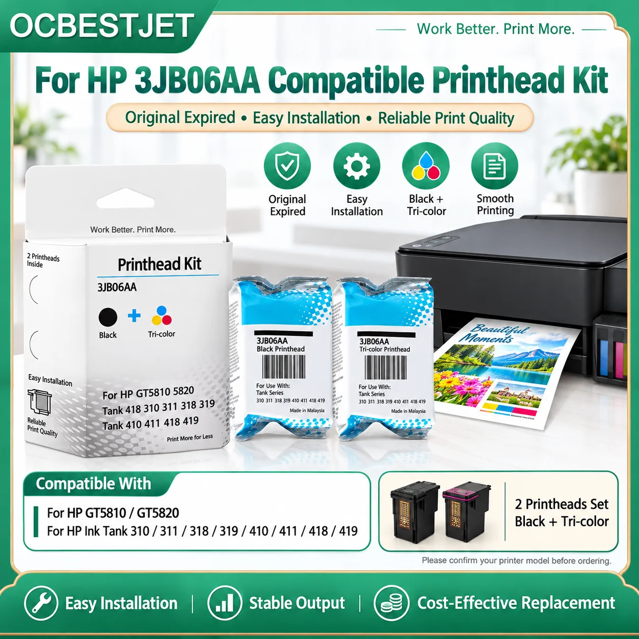 GT51 GT52 Print Head Cartridge With Ink Expired New M0H50A M0H51A Printhead For HP 5810 5820 GT5810 GT5820 GT5800 GT5822 3JB06AA