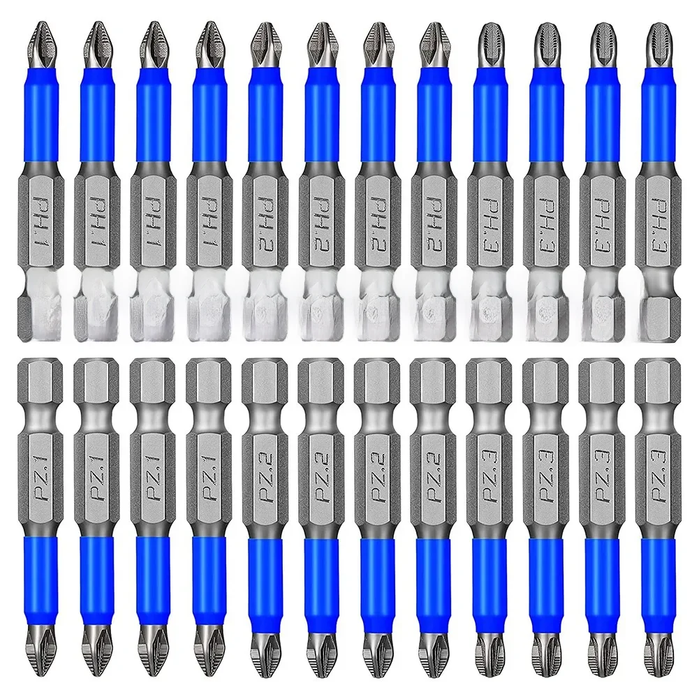 24 Pcs Magnetic Anti Slip Screwdriver Bits Set PH1 PH2 PH3 PZ1 PZ2 PZ3 Impact Driver Bit Set 1/4 Inch Hex Shank