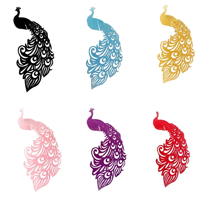 50 pièces paon découpé au Laser verre à vin nom Place carte bébé douche siège cartes Table marque anniversaire mariage événement fête Bar décoration