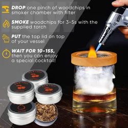 Wooden Cocktail Smoker Kit Old Fashioned Whiskey Smoker Drinks Tools With Fruity Wood Chips Kitchen Bar Cocktail Supplies
