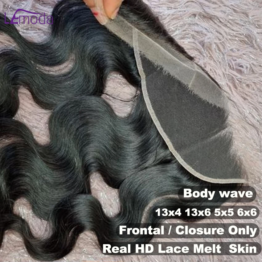 Body Wave 13x4/13x6 HD Lace Full Frontal Human Hair Melt Skins Invisible HD Transparent Lace 5x5 6X6 Real HD Closure Brazilian