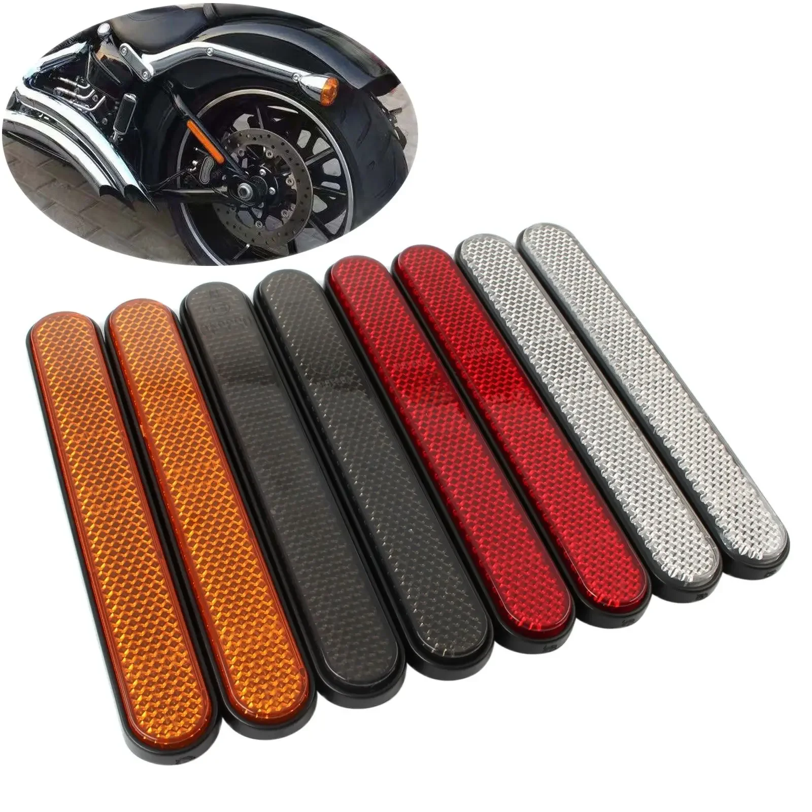 2 szt. Przedni widelec motocykla odblaskowa naklejka odblaskowa znak ostrzegawczy dla Harley Sportster 883 Softail Dyna Tourng cztery kolory — zdjęcie 2