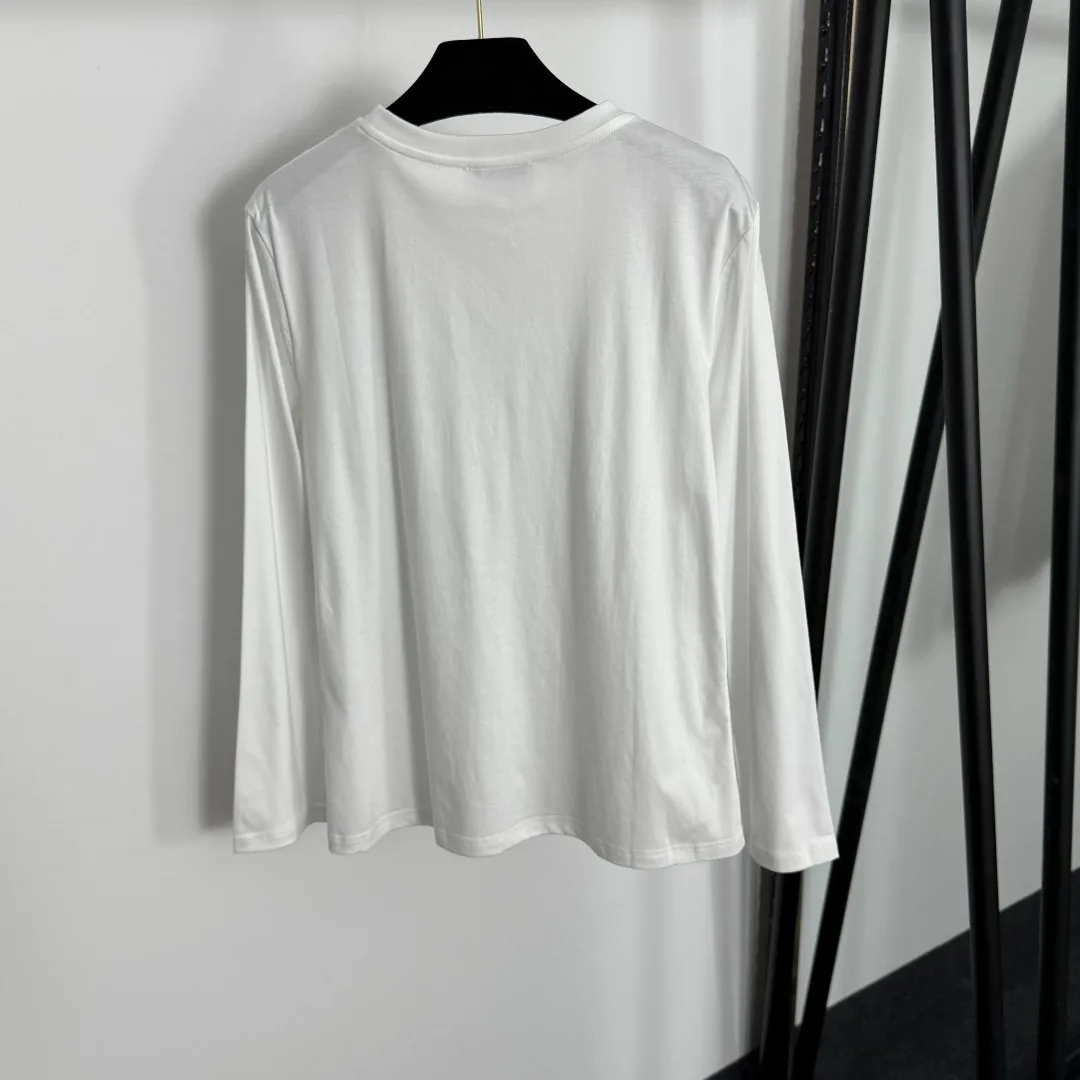 

2025 New T-shirt Solid Long-sleeved O-neck Cotton Fashionable Versatile Slimming Figure-hugging Spring Summer
