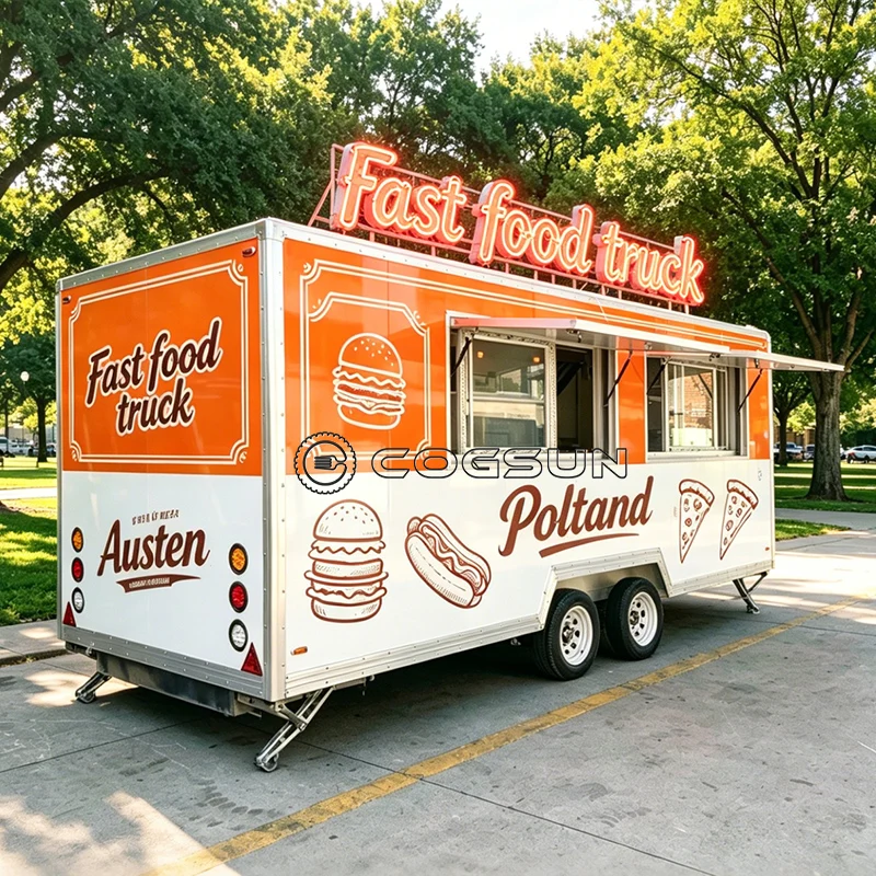 

COGSUN Customized Food Trailer Outdoor Mobility Fully Equipped Ice Cream Barbecue Fast Food Trailer
