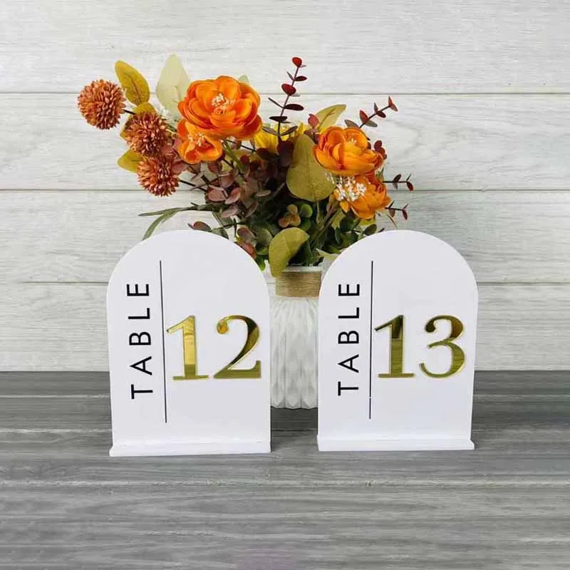 Arched Gold Mirror Wedding Table Numbers Wedding Table Signs 3D Table Numbers  Wedding Table Decor Table Numbers with Stand