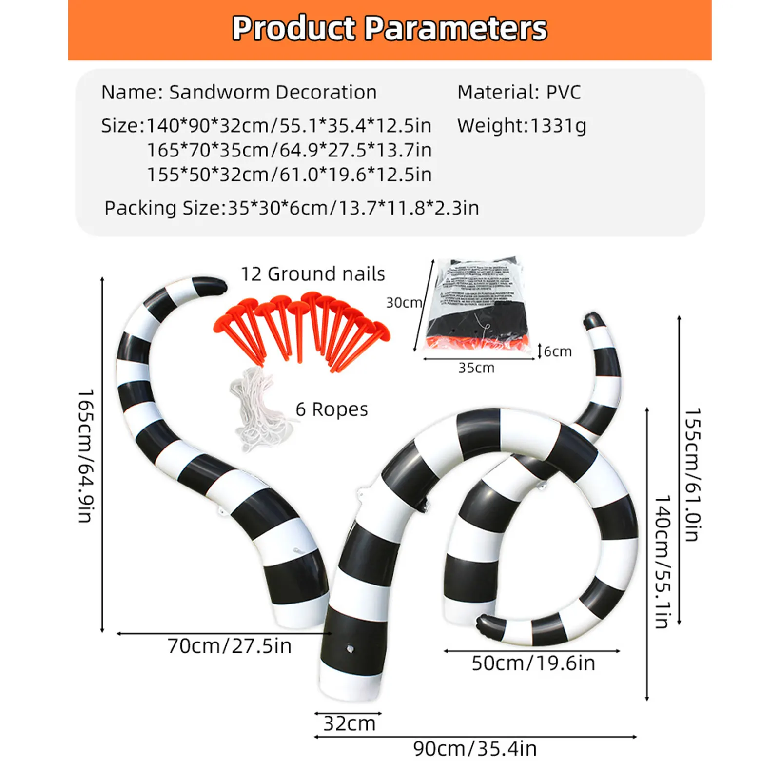 Halloween Opblaasbare Tuindecoratie Zandworm Pvc Opblaasbare Decoratie Halloween Festival Sfeer Layout Decoratie