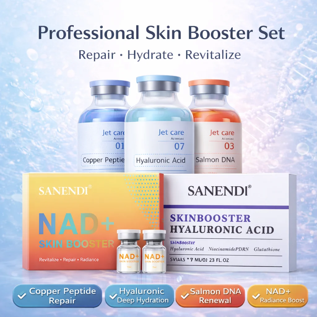 

Sanendi NAD+ Salmon DNA Serum Copper Peptide Essence Hyaluronic Acid Skin Booster Hydrating Facial Care Set Korean Skin Care