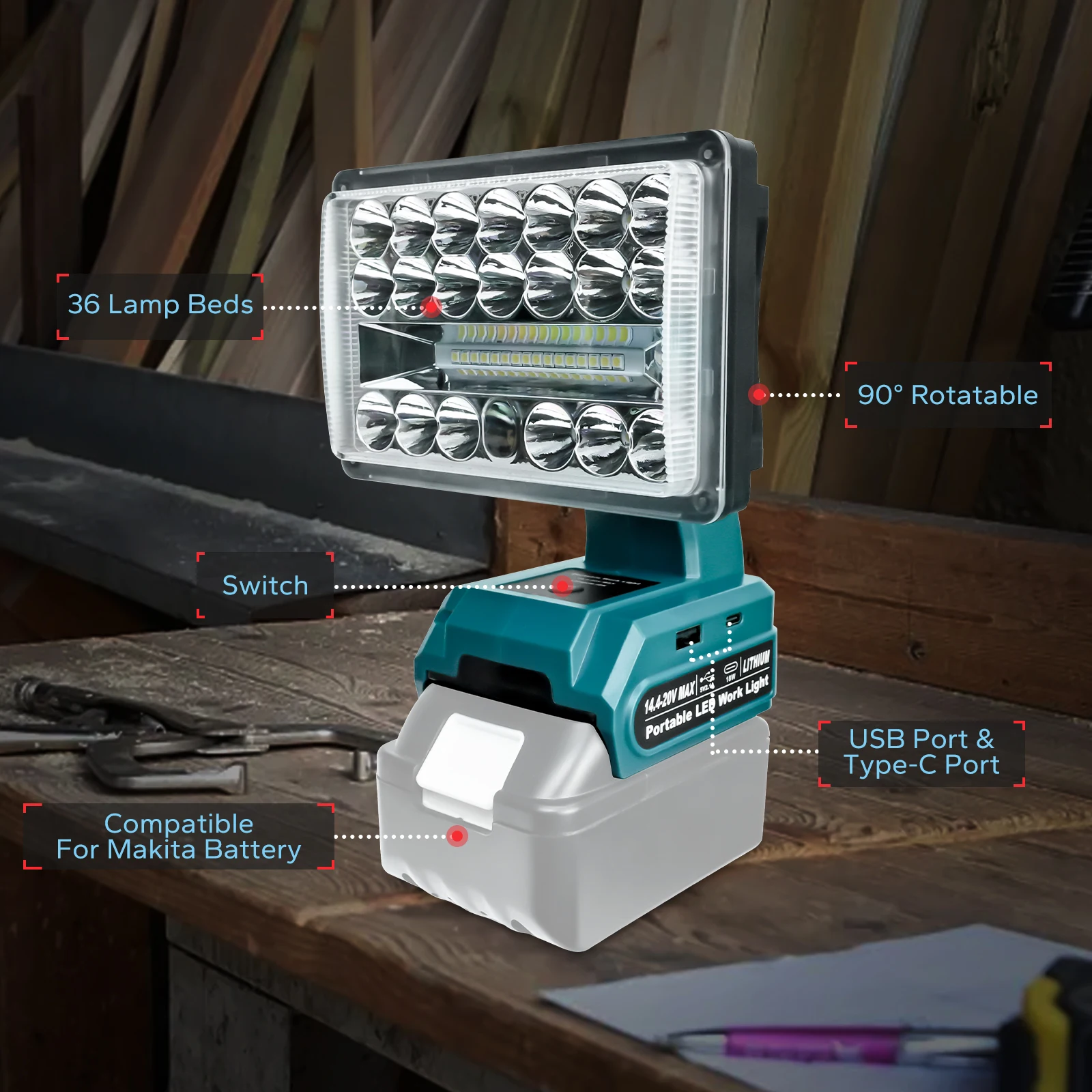 Для Makita 14,4-20 в макс. 5 дюймов лампа Рабочий фонарик инструмент фонарик Фонарь с литиевой батареей