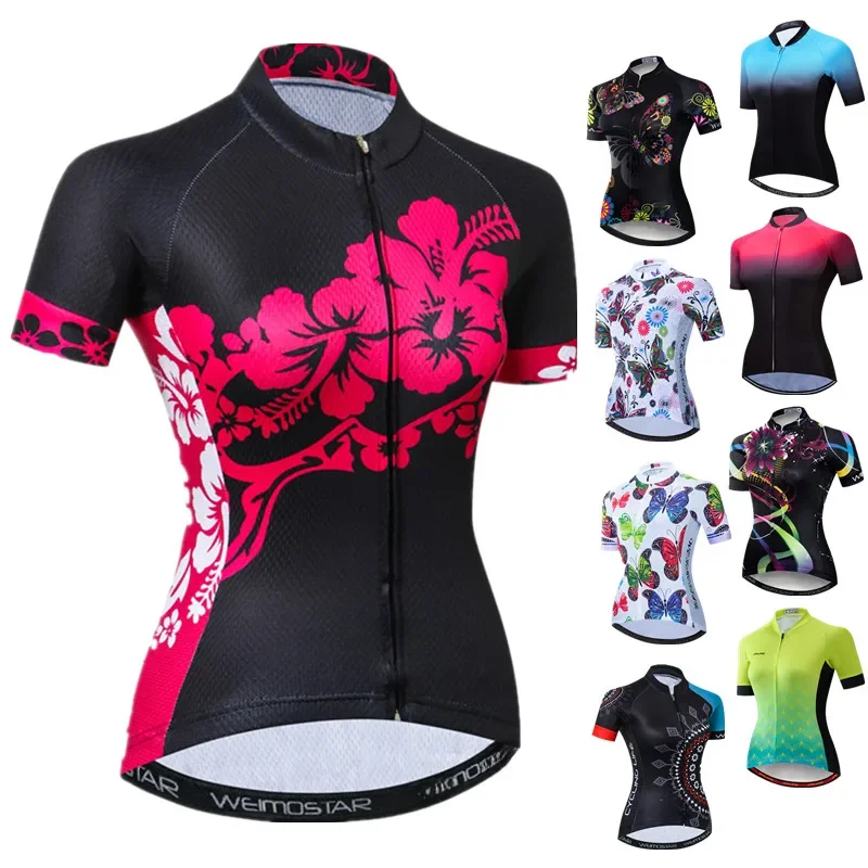 Weimostar-Maillot de cyclisme à manches courtes pour femme, vêtements d'équipe de vélo, VTT, été