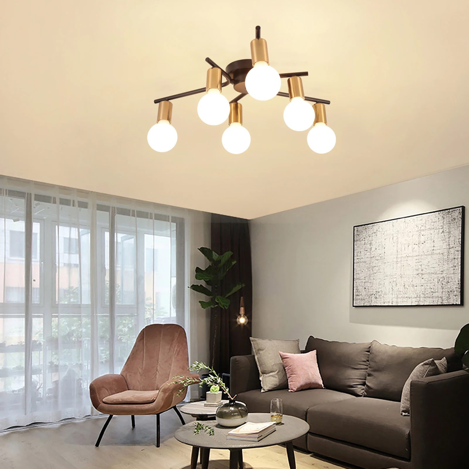 

Retro Industrial-Style Ceiling Lamps With Multi-Head Creative Art Designs For Living Room Hallway And Dining Room Light Fixtures
