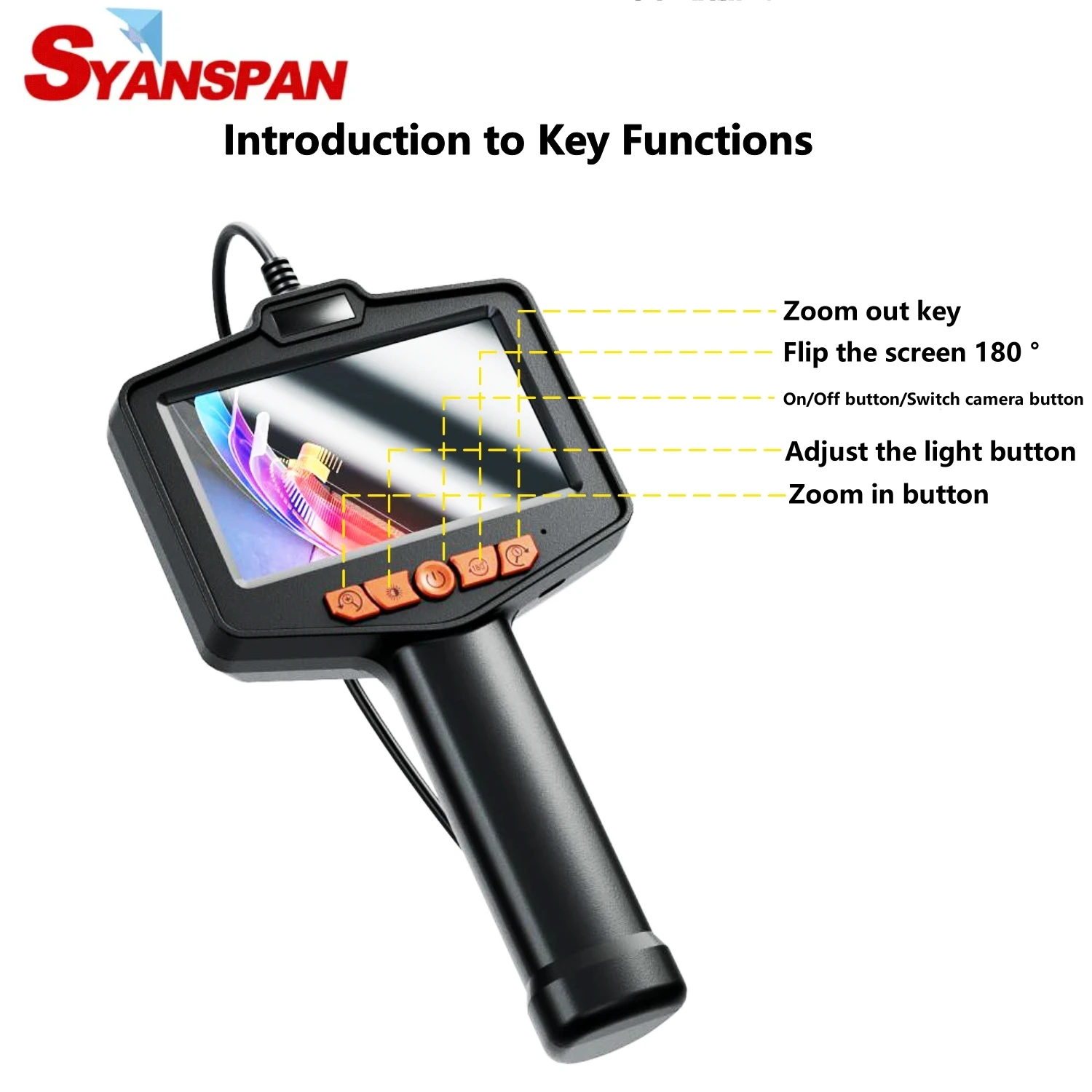 

SYANSPAN Pipe Inspection Camera 4.3“ HD Screen 8mm Endoscope Camera IP67 Waterproof 2600mAh Battery HD 1080P for Pipe Car Repair