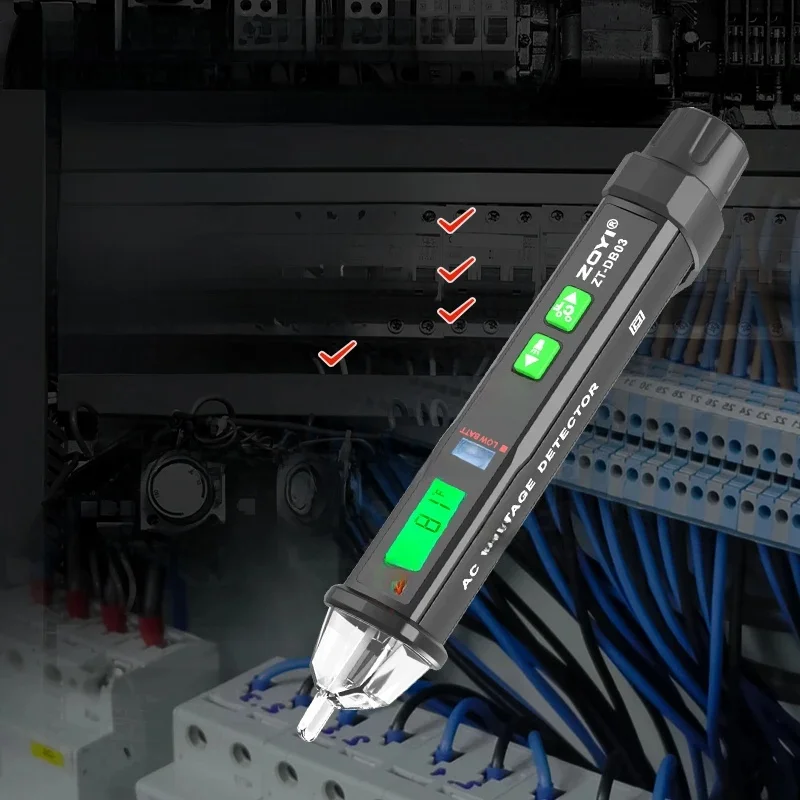 ZOYI Testeur de tension ZT-DB03 avec affichage de la température ambiante, testeur de tension sans contact, testeur électrique multi-gamme, Live/Nhydro