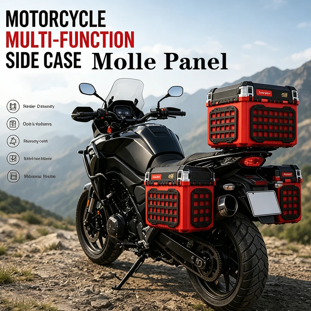 ユニバーサルアーマーバイク用トップボックス-アルミ製モールパネル-ラゲッジケース-トランクテールボックス-サイドボックス-クイックリリースツールボックス-改造品