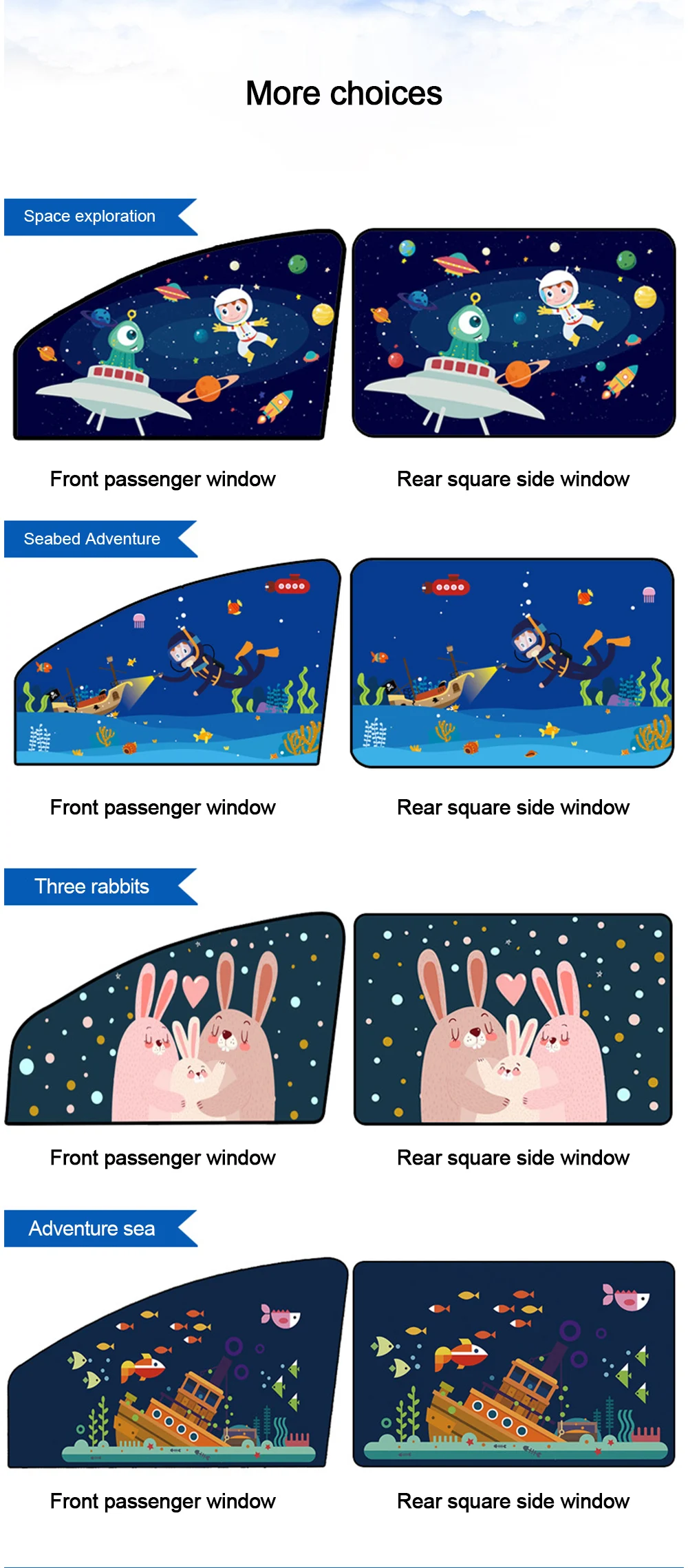 Magnetischer Vorhang im Auto Fenster Sonnenschutz Abdeckung Cartoon Universal Seitenfenster Sonnenschutz UV-Schutz für Kinder Baby Kinder – Detail 3