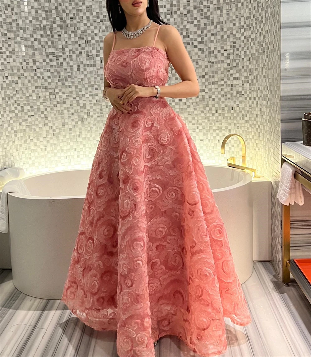 Prom  Dress Strapless Women 2023 New 3D Roseleaf Fashion Evening Gowns Formal Occasion Dresses فستان سهرة نسائي سعودية