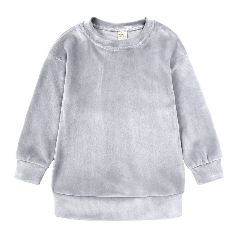 2024 frühling Kinder Mädchen Samt Anzug Langarm Hosen Feste Kleidung Für Infant Kleinkind Junge Pullover Sweatshirt Set Teenager Outfits – Detail 3