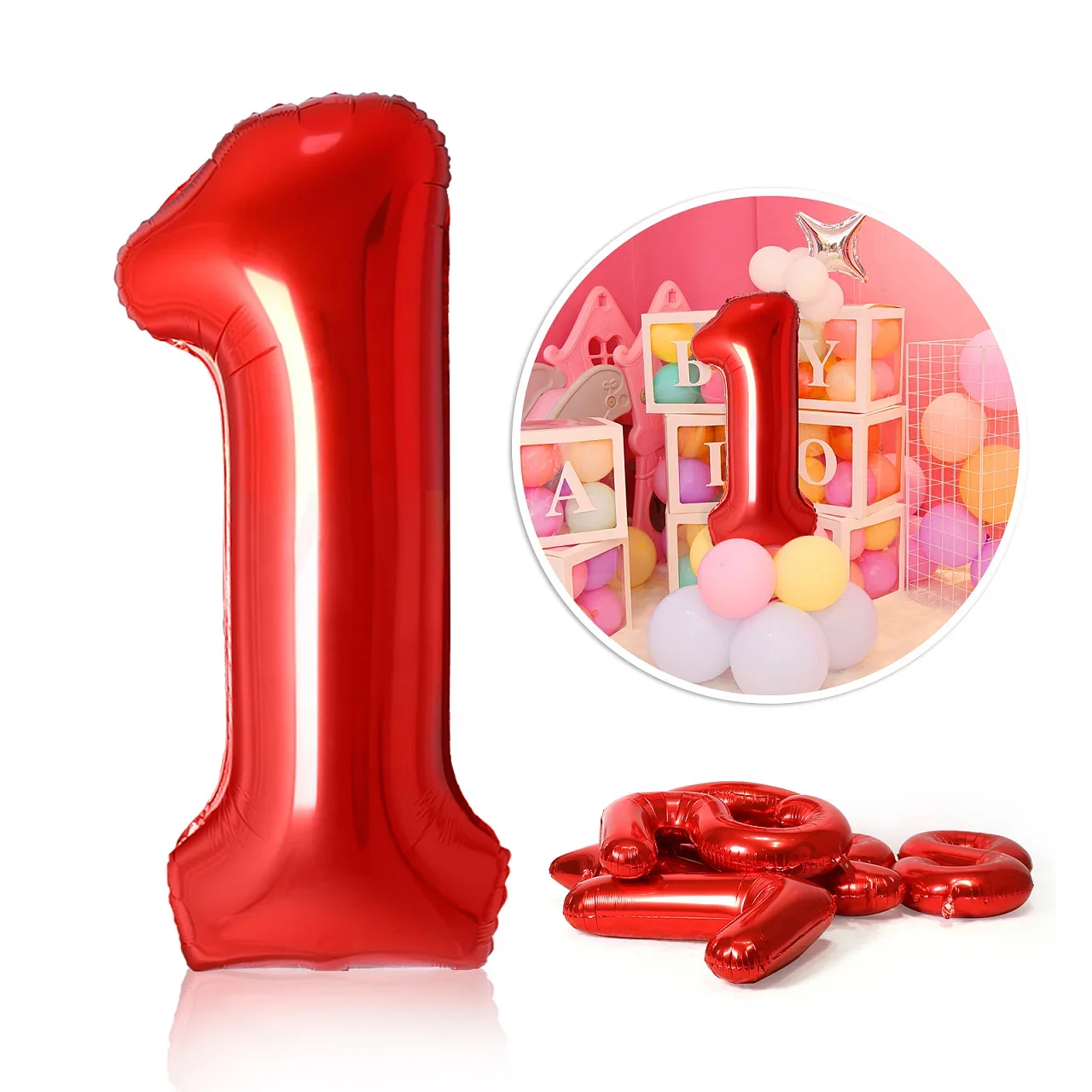 Ballons en aluminium rouge 40 pouces, avec chiffres 0-9, décoration de fête d'anniversaire, de mariage, de douche, grandes figurines