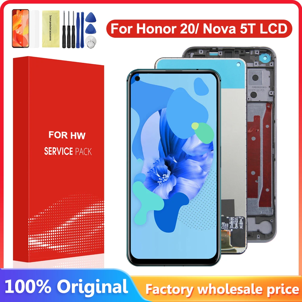 6.26\'\'Original For Honor 20 LCD Display Touch Screen Panel Digitizer For Honor 20 YAL-L21, YAL-AL00, YAL-TL00 Display With Frame