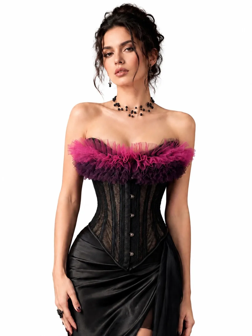 Cloudy.lee Gothic Style Corset Top Y2K Fashion Mesh Slim Fit Versatile Tight Wear for Dates And Parties