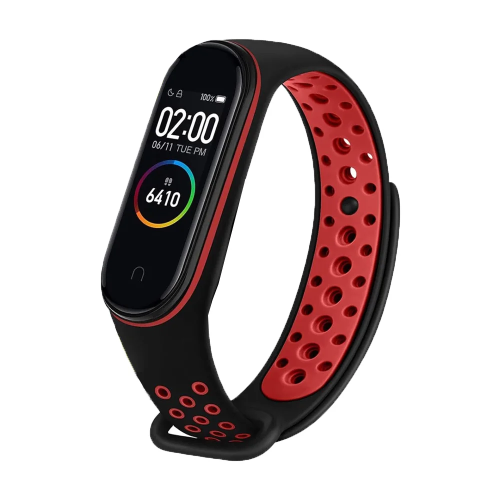 For Xiaomi Mi Band 3 & 4 straps Holes Bracelets Compatible Smart Watch smartband flexible Waterproof Silicone Bracelet