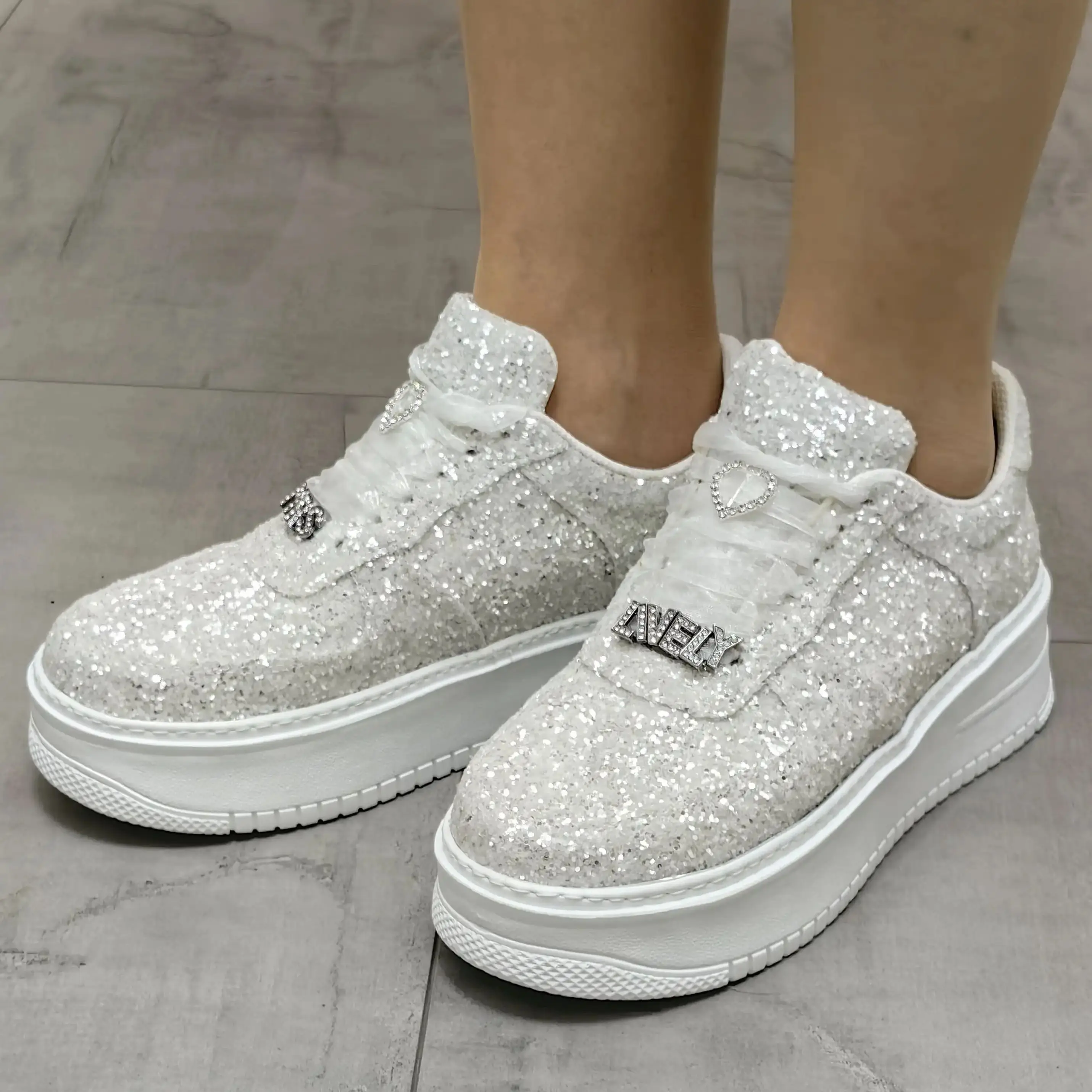 Glitter Sports Bridal shoes Personalize Wedding Shoe white Sneakers Shoes Wedding dress shoes party shoes