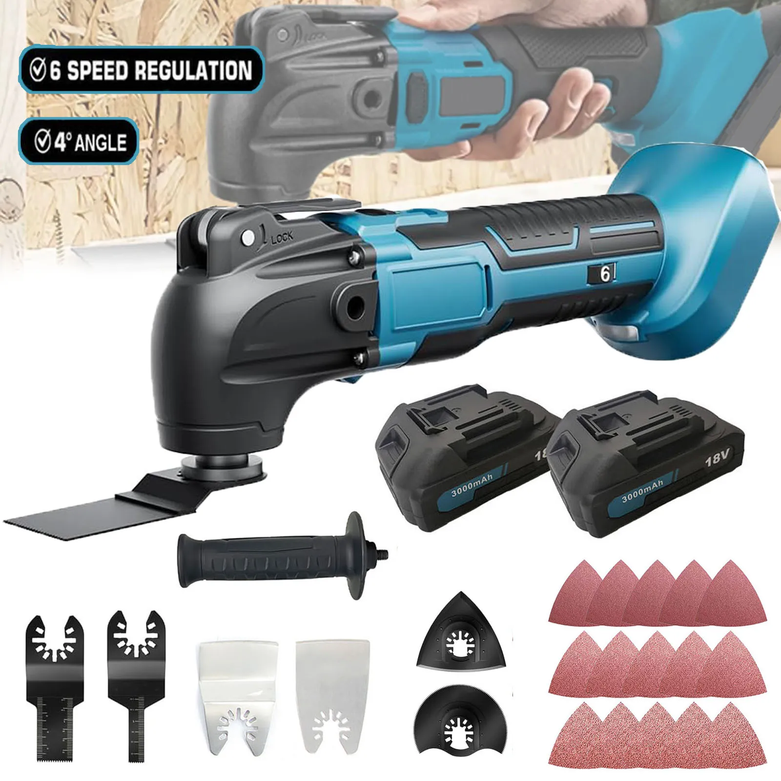  Herramienta multifunción oscilante inalámbrica, sierra eléctrica de 20000RPM, cortadora de carpintería, herramienta eléctrica para batería MAKITA de 18V