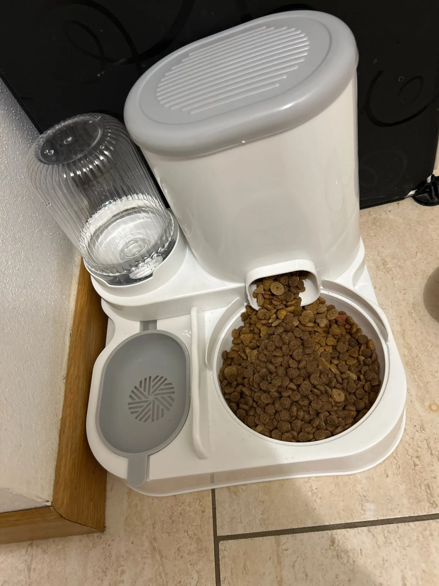 Customer review photo for Dual-Bowl Automatic Cat Feeder for Two Pets