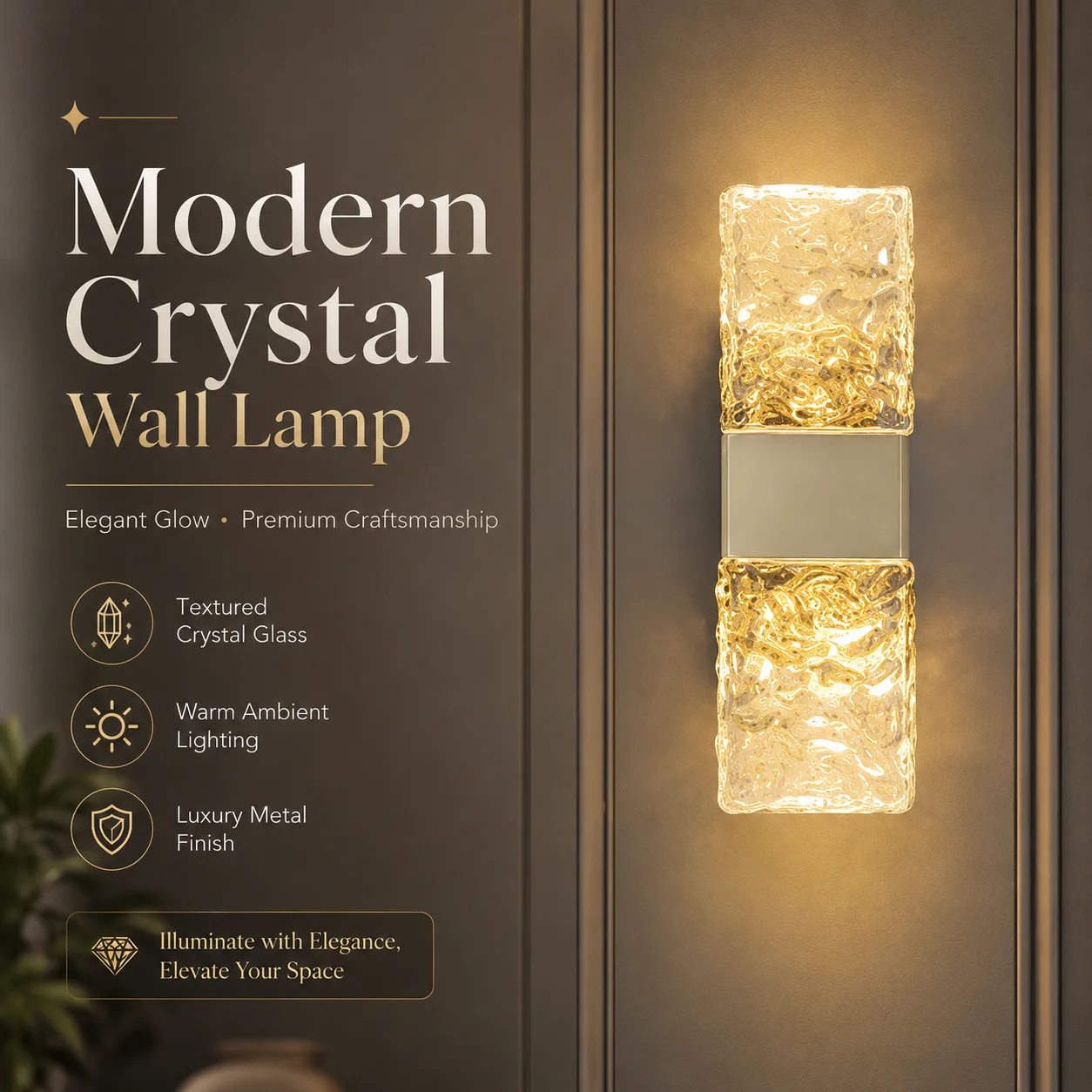 

Bedroom Wall Lamps, Bedside Lamps, Modern Luxury TV Backdrop Wall Lamps, Hallway and Staircase Creative Ripple Glass Wall Lamps
