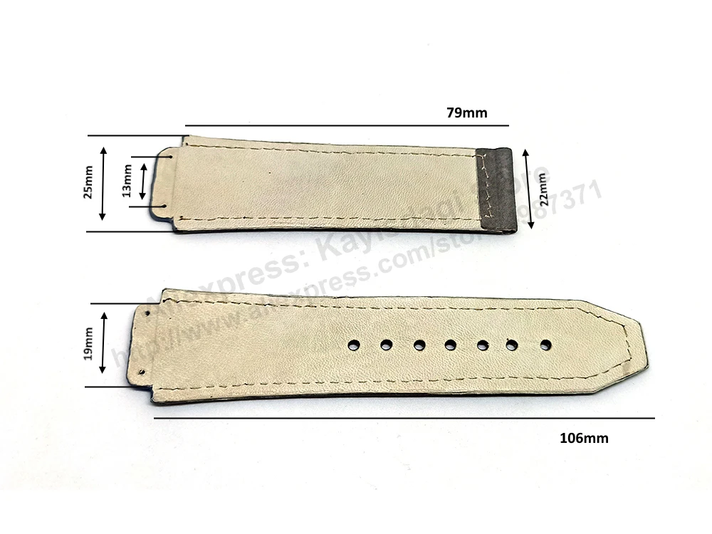 Fits/For Hublot wristwatches 48mm - 19mm Suede/Nubuck Gray Handmade Genuine Leather Replacement Watch Band Strap Belt